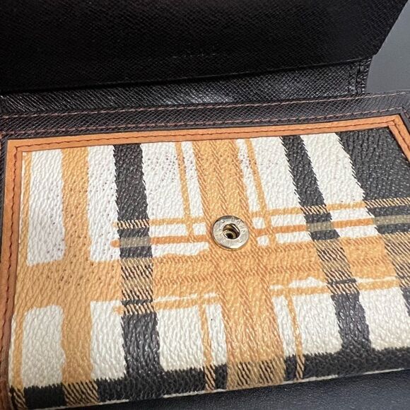 DAKS London Plaid Wallet Brown Leather Trim - Picture 10 of 10